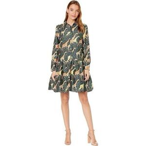 J. Crew Vibrant Giraffe Patterned Long Sleeve Dress